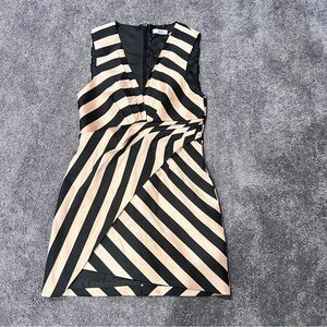 Topshop Black and Gold Sleeveless V-Neck Mini Dress